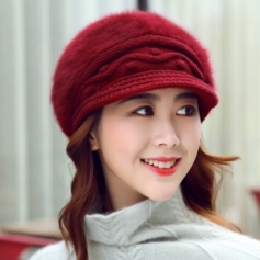 新款冬季毛线帽加绒獭兔帽子女士冬天韩版兔毛帽子创意爆款